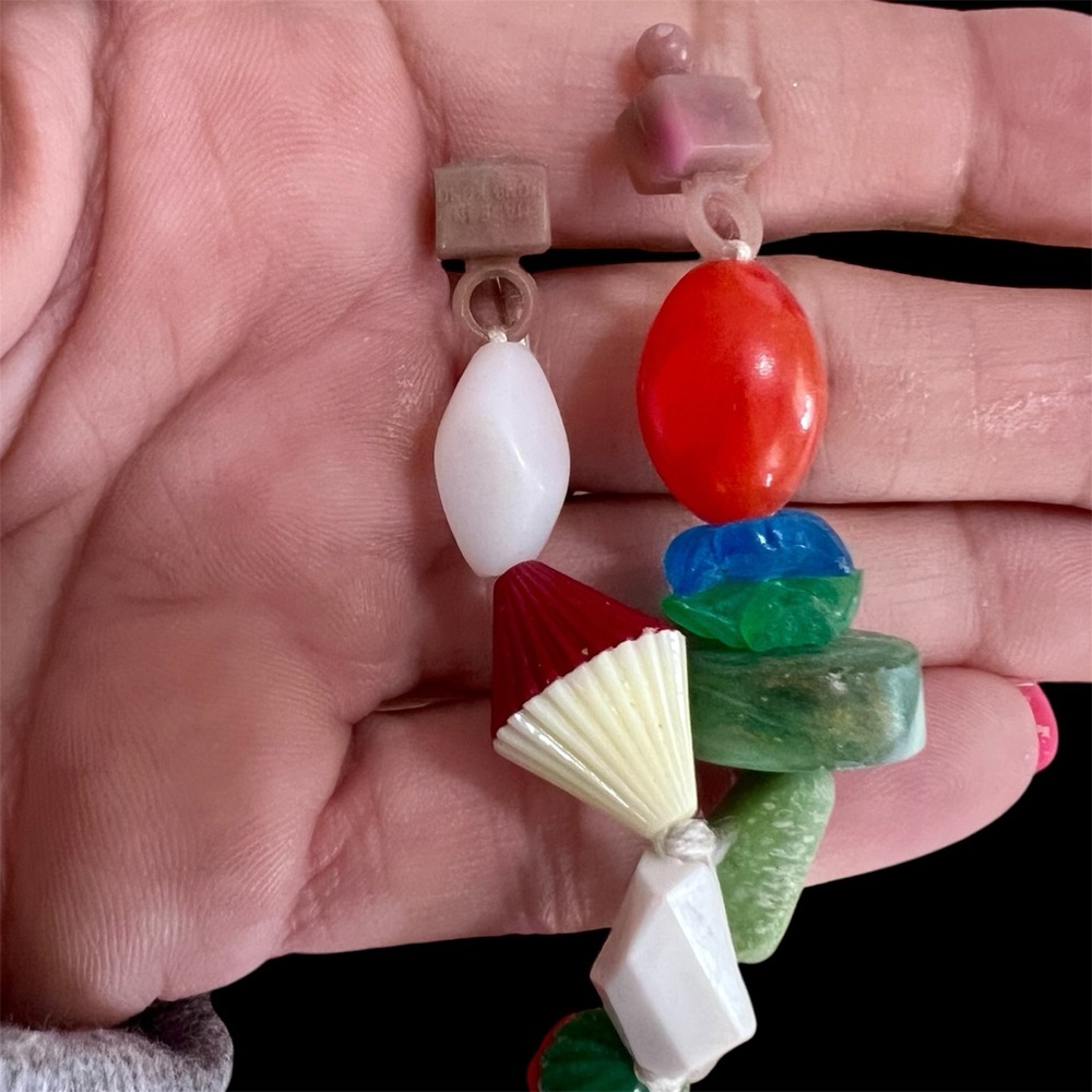 Vintage boho Colorful Beaded Necklace Large Pink Center Bead - Picture 4 of 6